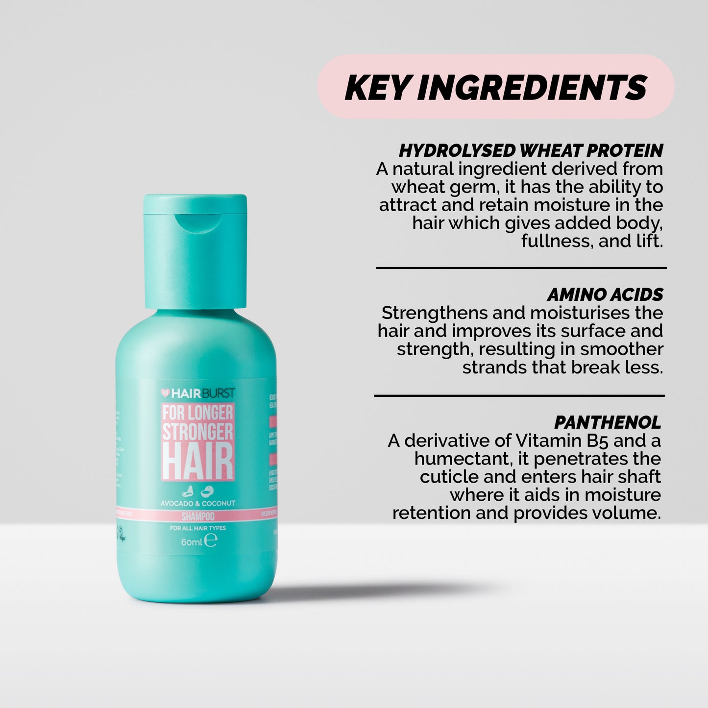 Hairburst Mini Shampoo for Longer, Stronger Hair 60ml